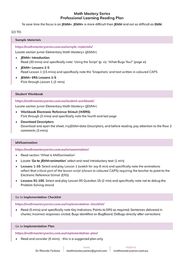 Professional Learning Reading Plan